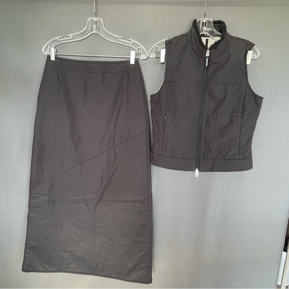 Mexx plush winterized maxi skirt and plush vest set